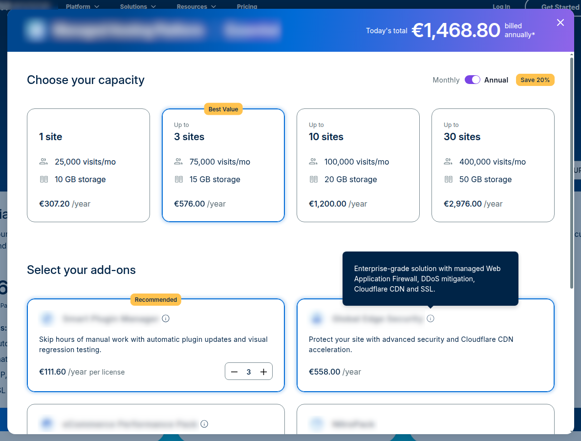 Product configurator modal showcasing bundle customization options and an accessible shopping flow.