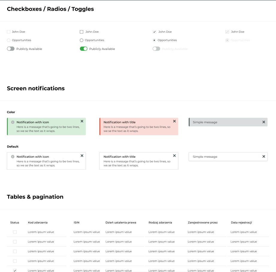 Screenshot of the Design System.